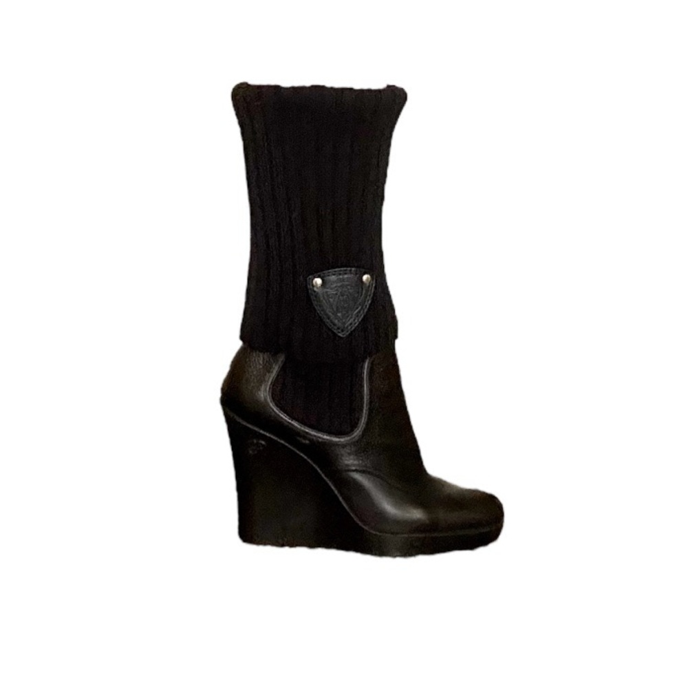 ***MUST GO***Gucci Black Wedge Boots with Knit Cuff...not Size 8 But 7 - Picture 3 of 14